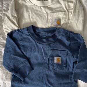 SOLD Carhartt Kids Blue and Cream Long Sleeve Tees